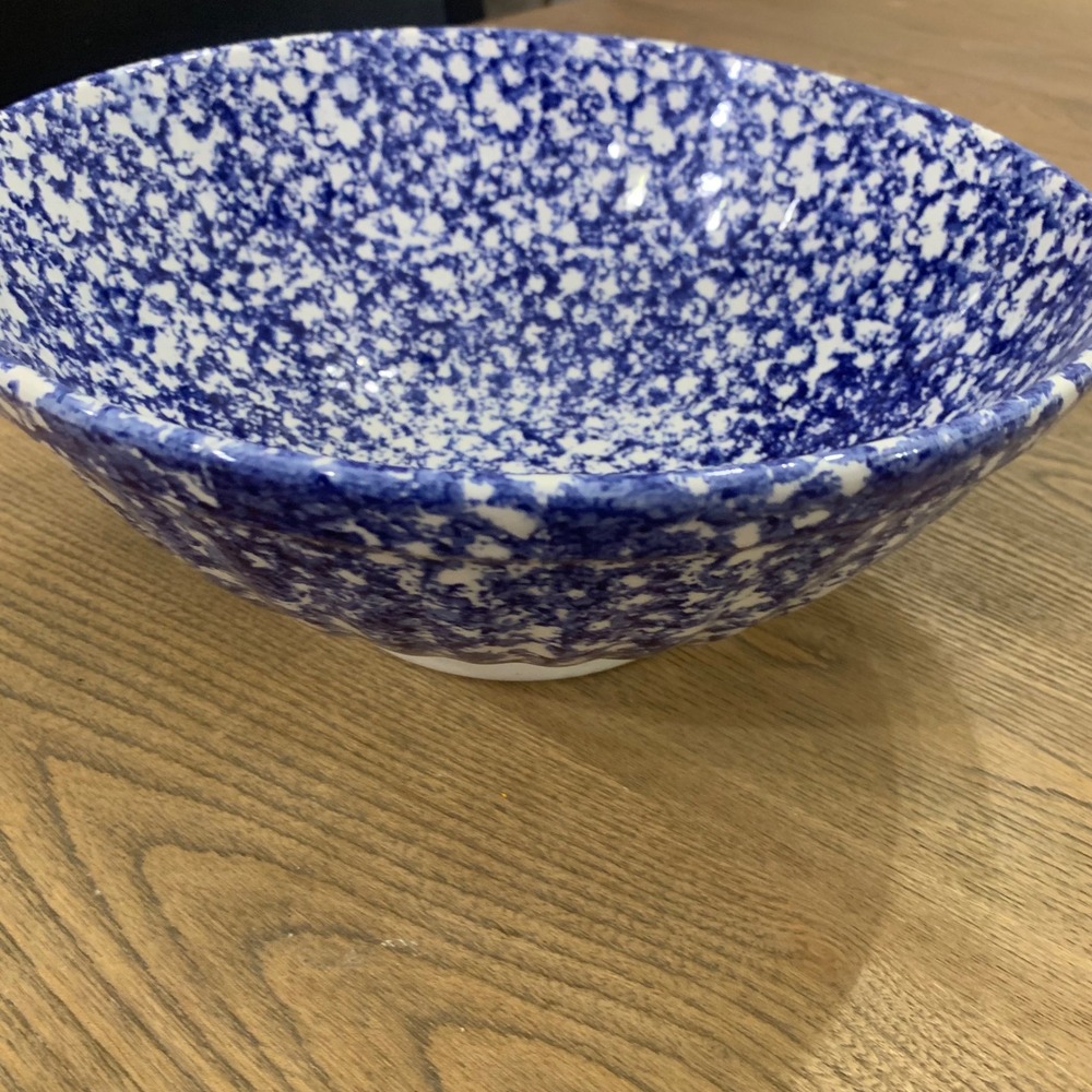 La Primula SRL Italy Cobalt Blue Spongeware Splatter Serving Bowl - Picture 3 of 6